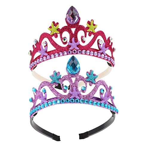 NIYANGLE 2 Stück Krone Tiara Stirnband Geburtstagsparty Kopfschmuck Krone Requisiten Haarspangen Themen Kopfschmuck Haarschmuck Tiara Für Mädchen Haarbänder Mädchen Hüte Vliesstoff von NIYANGLE