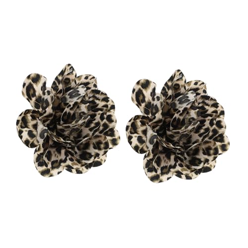 NIYANGLE 2 Stück Leopard Print Blumenbrosche aus Französischem Satin Stoff Große Auffällige Anstecknadel für Damen Handgefertigte Blumendekoration für Kleidung Jacken Schals für Hochzeiten von NIYANGLE
