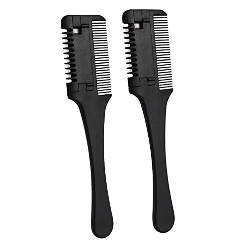 NIYANGLE 2 Stück Messer Haarschnittkamm Haarschneide Cutter Styling Effilierkamm Zum Schneiden Haar Dünner Rasierkamm Werkzeuge Zum Ausdünnen Der Haare Für Verdünner Trimmer Schwarz von NIYANGLE