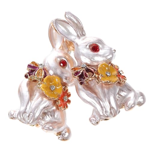 NIYANGLE 2 Stück Metall Kaninchen Broschen Chinesisches Neujahr Dekorative Badge Anstecknadel für Kleidung Taschen und Hüte Tier Brosche für Damen von NIYANGLE