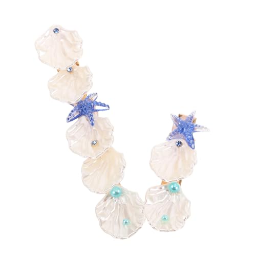 NIYANGLE 2 Stück Muschel Haarspangen mit Perlen und Seestern Motiv Eleganter Duckbill Clip für Damen und Mädchen Fester Sitz Leichter Haarschmuck für Alltag und Besondere Anlässe von NIYANGLE