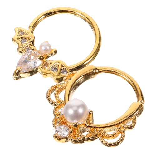 NIYANGLE 2 Stück Nasenringe Vintage Stil Nasenpiercing Schmuck Damen Mädchen Goldfarbene Nasenhoops mit Schmetterlingsdesign Einzigartiger Nasenschmuck für Besondere Anlässe und Alltag von NIYANGLE