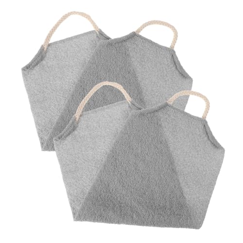 NIYANGLE 2 Stück Peeling Rücken Duschtuch Dusch Peeling Handtuch Dusch Luffa Waschlappen Luffa Peeling Dusch Rückentuch Bade Rücken Peeling Waschlappen Hellgrau Polyester von NIYANGLE