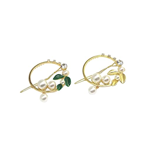 NIYANGLE 2 Stück Perlen Haarspangen Runde Design Haarnadeln aus Legierung für Pferdeschwanz Frisuren Haarschmuck für Damen von NIYANGLE