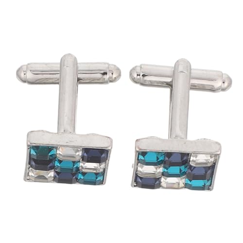 NIYANGLE 2 Stück Quadratische Bunte Zirkonia Manschettenknöpfe Herren Glitzernde Tuxedo Shirt Studs Französische Hemdmanschettenknöpfe für Hochzeit Business und Festliche Anlässe von NIYANGLE