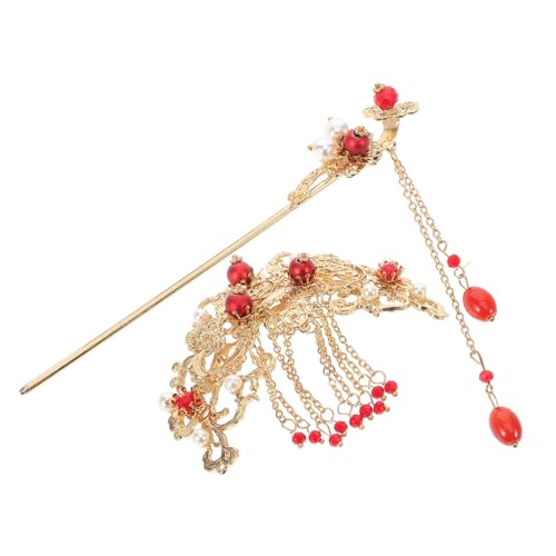 NIYANGLE 2 Stück Retro Chinesische Haarnadeln mit Perlen und Tassel Eleganter Haarschmuck für Frauen Handgefertigte Haarstäbe für Hanfu Kostüme Vintage Haarspangen für Festivals und Partys von NIYANGLE