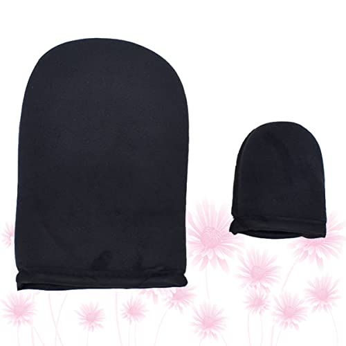 NIYANGLE 2 Stück Selbstbräunungshandschuhe Flockhandschuhe für Sonnenpflege Sonnenschutz und Make Up Anwendung für und Mädchen Schwarz von NIYANGLE