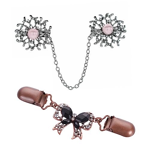 NIYANGLE 2 Stück Sicherheitsnadel Frauenpullover abstecknadeln pocket clip webstricknadeln Schmuck-Brustnadel Metall-Brustnadelclip brosche Stellnadel Cardigan-Clips abs nachahmung perle von NIYANGLE