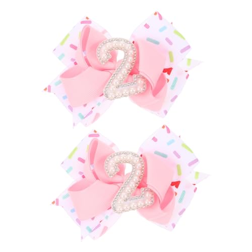 NIYANGLE 2 Stück Teiliges Haarschleifen Mädchen mit Zahl Kleine Schleifen-haarspangen aus Hochwertigem Material Leichter Clip Süße Geburtstags-haaraccessoires für Junge Mädchen Kleinkinder von NIYANGLE