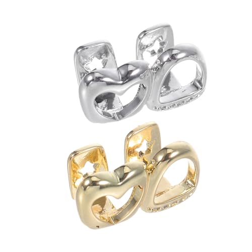 NIYANGLE 2 Stück Teiliges Hip Hop Zahn-grillset für Damen und Herren Zahnkappen mit Herz-design und Funkelnden Strasssteinen Goldene Silberne Zahn-accessoires für Party Halloween und von NIYANGLE