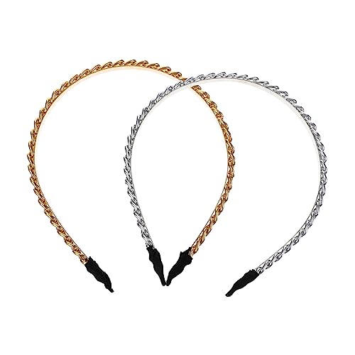 NIYANGLE 2stücke Metallstirnband Mit Kette Dünnes Stirnband Für Frauen Mode-haarreifen Aus Metall Für Partys Und Besondere Anlässe von NIYANGLE