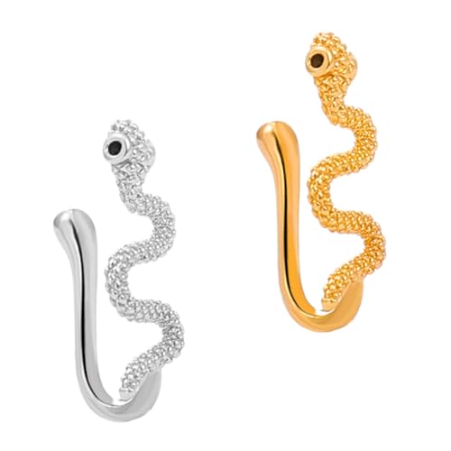 NIYANGLE 2 Stück Teiliges No Piercing Nasenclip aus Kupfer Sichere Fake Nose Rings Piercing Langlebige Nasenmanschette und Dekorativer Nasenschmuck für Damen von NIYANGLE