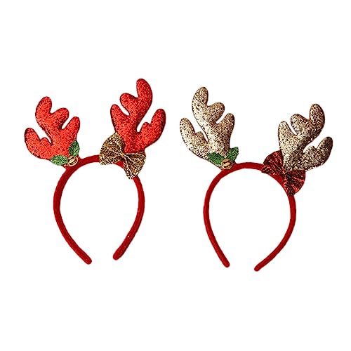 NIYANGLE 2 Stück Teiliges Weihnachts Haarreif mit Glitzernden Rentiergeweihen Komfortabel und Langlebig Geeignet für Erwachsene Festlicher Haarschmuck für Party Festival und Weihnachten von NIYANGLE
