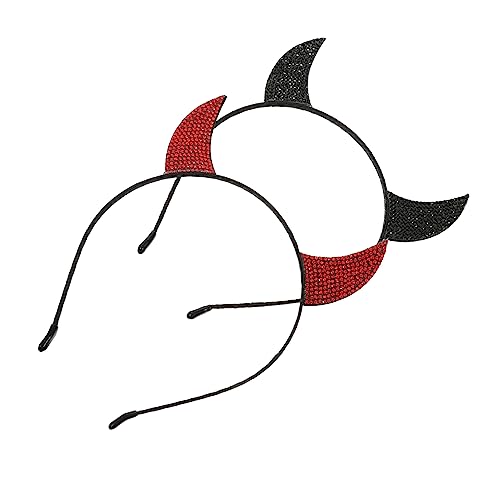 NIYANGLE 2 Stück Teufelshörner Haarreifen Halloween Kostüm Zubehör Cosplay Kopfschmuck für Partys Schwarz Rot von NIYANGLE
