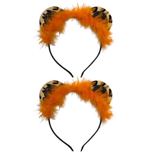 NIYANGLE 2stücke Plüsch Tiger Ohr Stirnband Süße Cosplay Kopfbedeckung Foto Requisiten Orange von NIYANGLE
