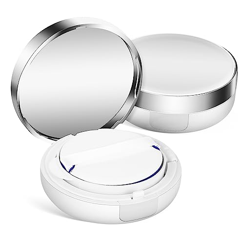 NIYANGLE 2 Stück Tragbare Pulverschachtel Make-up-Puff leere Make-up-Kompakt Kissen-Foundation-Fall Toilettenartikel Container leere kompakte Puderdose Reisebehälter für losen Puder Plastik von NIYANGLE