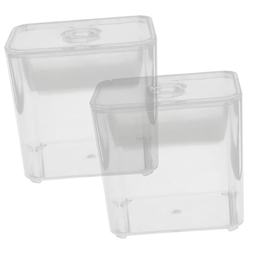NIYANGLE 2 Stück Transparente Aufbewahrungsbox aus Pet mit Deckel Stapelbar Multifunktional für Wattepads Wattestäbchen Make up Zubehör Schreibtisch Kosmetik Organizer Robust und Langlebig von NIYANGLE