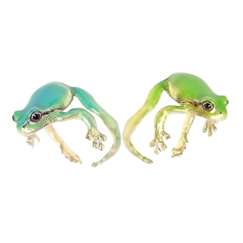 NIYANGLE 2 Stück Verstellbare Froschringe für Damen Offene Tier Schmuck Ringe Süßer Grüner Baumfrosch Design Einstellbar Einzigartige Geschenkidee von NIYANGLE