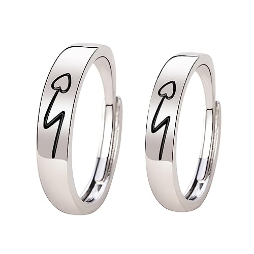 NIYANGLE 2 Stück Verstellbare Ringe für Liebevolle Finger Ringe Leicht und Hautfreundlich als für Valentinstag oder Besondere Anlässe von NIYANGLE