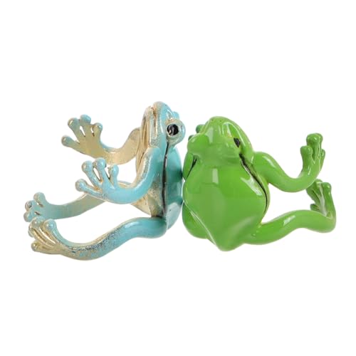 NIYANGLE 2 Stück Verstellbares Frosch Damen Offener Einstellbarer Ring Grün Blau Minimalistisches Tier Schmuck Passend Komfortabler Fingerring von NIYANGLE
