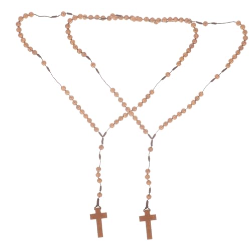 NIYANGLE 2 Stück Vintage Gebetskette mit Handgefertigten Kürbisperlen und Kreuzanhänger Langlebige Gebetsperlen für Männer und Frauen Stilvolle Gebetsseile für Tägliche Andacht und Gebet von NIYANGLE
