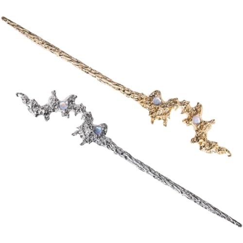 NIYANGLE 2 Stück Vintage Haarstäbchen für Damen Haarnadeln aus Legierung mit Strass Gold und Silber für Kreative Hochsteckfrisuren für Verschiedene Anlässe von NIYANGLE