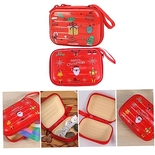 NIYANGLE 2 Stück Weihnachtliche Reißverschlusstasche aus Weißblech kartenbox karteikarten Box Card case Aufbewahrungsbox Cards Box Mini -Beutel Weihnachten Geldbörse Weihnachtsmünzenbeutel von NIYANGLE