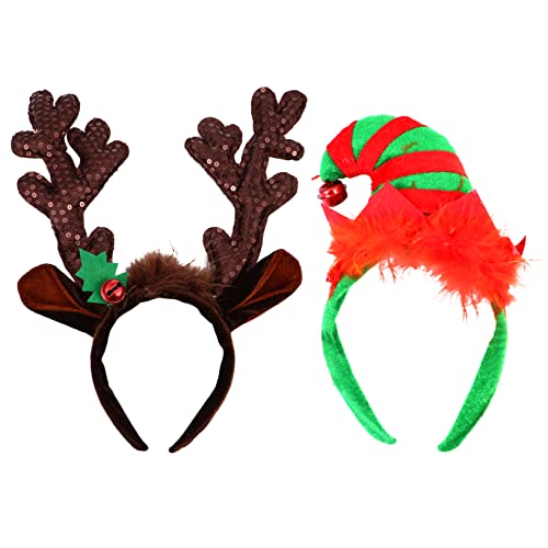 NIYANGLE 2 Stück Weihnachtliches Geweih Haarreif Realistisch und Langlebig Festliche Party Accessoires für Erwachsene Geeignet für Weihnachts und Geburtstagspartys Winterliche von NIYANGLE
