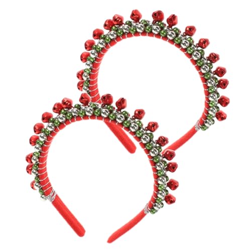 NIYANGLE 2 Stück Weihnachts Stirnband mit Bunten Glocken Breites Komfortables Damen Haarband Rutschfest für Party Tanz und Festliche Anlässe Teiliges von NIYANGLE