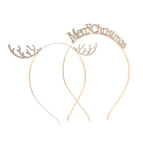 NIYANGLE 2 Stück Weihnachts Stirnband mit Strasssteinen für Damen Glitzernde Haarschmuck Dekoration für Weihnachten Partys und Feierlichkeiten Bequemer Haarreif im Festlichen Design von NIYANGLE