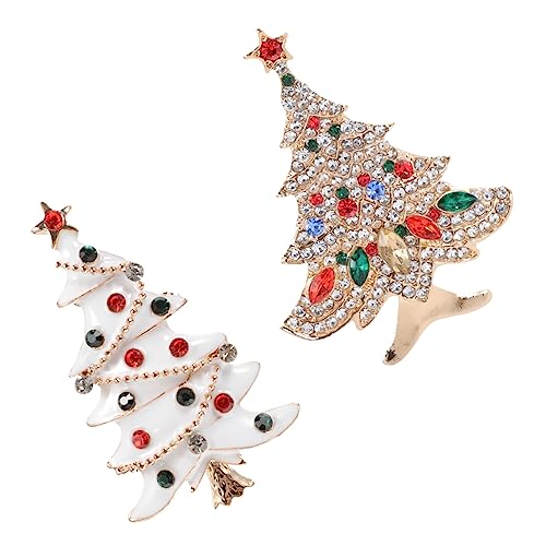 NIYANGLE 2 Stück Weihnachtsbroschen Anstecknadeln Weihnachtsbaum Design Funkelnd Festliche Deko für Kleidung und Feierlichkeiten von NIYANGLE