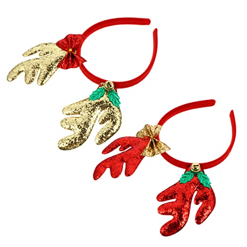NIYANGLE 2 Stück Weihnachtsgeweih Haarreif Damen Rentier Stirnband mit Glitzer Leichtes Sicheres Material Festliche Party Accessoires für Frauen von NIYANGLE