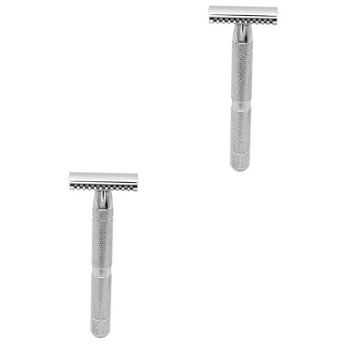 NIYANGLE 2 Stück männer rasierer Rasur Rasieren Rasierapparat doppelt Gesicht Doppelrasierer Silver von NIYANGLE