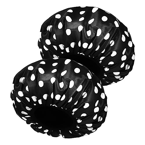 NIYANGLE 2 Stück wasserdichte Kappe schwimmen Hüte für Frauen Pokerpunkt -Duschkappe Erwachsene Haarfärbemappe Duschhauben mit Muster Einweg -Duschkappen Haarhaube für die Dusche Satin von NIYANGLE