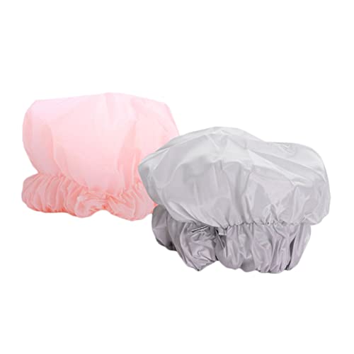 NIYANGLE 2 Stücke Wiederverwendbare Duschhaube Elastische Badehaube aus Polyester für Frauen Reise und Zuhause Wasserfest und Langlebig von NIYANGLE