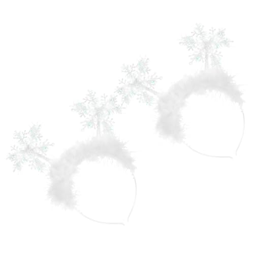 NIYANGLE 2 Stücke Weihnachtlicher Haarreif mit Kleinen Weißen Schneeflocken Dekorativ und Rutschfest für Party Cosplay Geburtstag und Festliche Anlässe von NIYANGLE