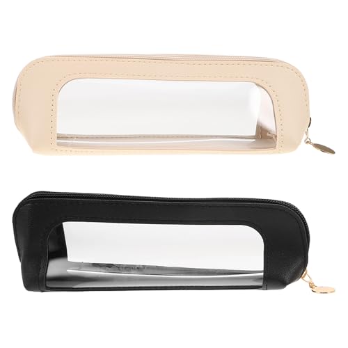 NIYANGLE 2 stücke Reise Make-Up Pinsel Halter Pu Make-Up Pinsel Kulturbeutel Klar Tragbare Kosmetische Werkzeug Fall wasserdichte Lagerung Tasche Für geldbörse Auto von NIYANGLE