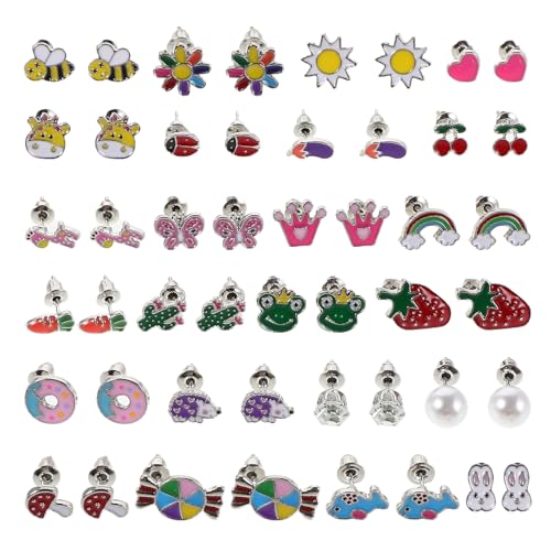 NIYANGLE 20 Paar Cartoon-Ohrringe mit Obst- und Gemüsemotiv, Herz-Ohrringe, dekorative Kawaii-Blumen- und Tier-Ohrstecker für Frauen, Ohrschmuck, Zubehör NIYANGLE 20 Paar Cartoon-Ohrringe mit Obst- und Gemüsemotiv, Herz-Ohrringe, dekorative Kawaii-Blumen- und Tier-Ohrstecker für Frauen, Ohrschmuck, Zubehör von NIYANGLE