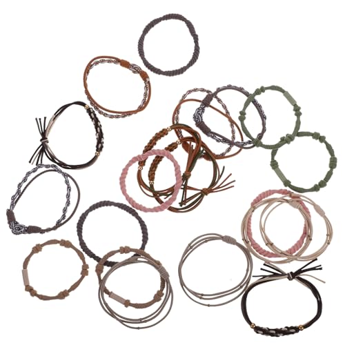 NIYANGLE 20stücke Bohemia Haargummi-armband Pferdeschwanzhalter Boho-haargummis Für Mädchen Kleine Pferdeschwanzhalter Armband-haargummis Haarhalter Für Jeden Anlass von NIYANGLE