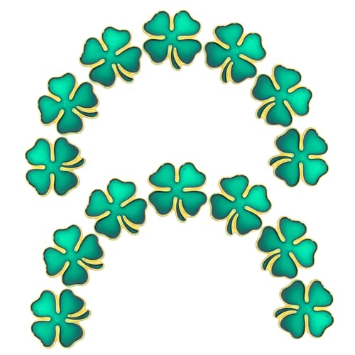 NIYANGLE 20 Stück vierblättrige Kleeblattbrosche Kleiderstift Hut Broschennadeln Kleeblatt-Anstecknadeln kawaii Pins für Rucksäcke Reversnadel binden Anzugnadeln Taschenstifte Metall Grün von NIYANGLE