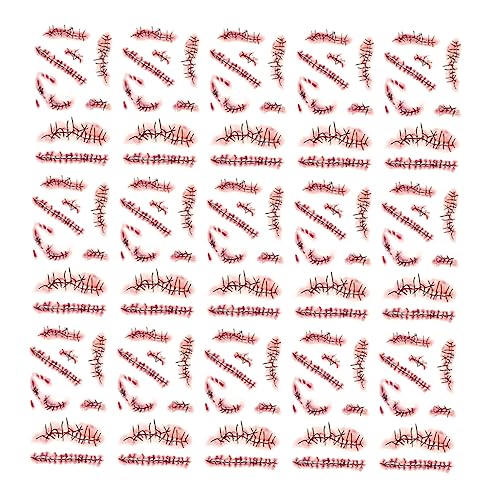 NIYANGLE 20Blätter Halloween Temporäre Tattoos Realistische Narben Aufkleber für Kreative Dekoration und Hautfreundlich für Halloween Partys und Kostüme NIYANGLE 20Blätter Halloween Temporäre Tattoos Realistische Narben Aufkleber für Kreative Dekoration und Hautfreundlich für Halloween Partys und Kostüme von NIYANGLE