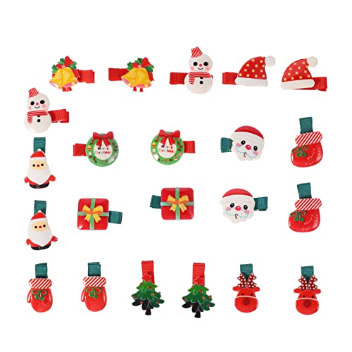 NIYANGLE 22 Stück Teiliges Weihnachts Haarclip Acryl Haarspangen Bunte Haarsträhnen Haaraccessoires Weihnachtsmütze Niedlich Robust Komfortabel für Mädchen von NIYANGLE