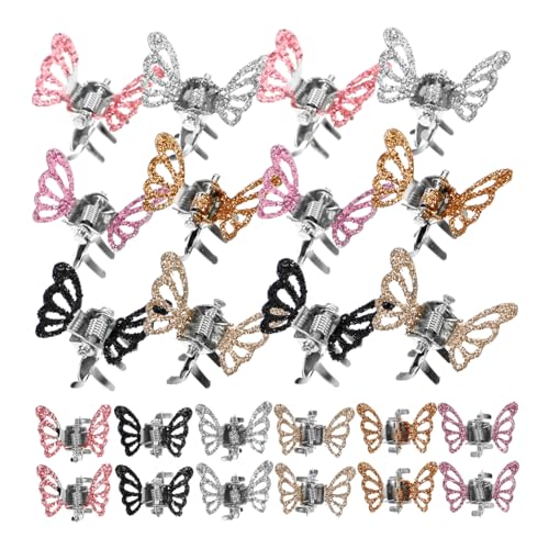 NIYANGLE 24 Stück Schmetterling Haarklammern für Mädchen Glitzernde Haarspangen für Rutschfeste Haarschmuck für Partys Hochzeiten und Besondere Anlässe von NIYANGLE