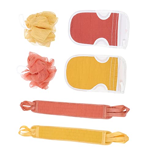 NIYANGLE 2sätze Körperpeeling Handschuhe Und Dusch-handtücher Teiliges Set Für Effektives Exfolieren Und Für Körperpflege Und Hautmassage Warmen Farben Erhältlich von NIYANGLE