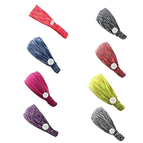 NIYANGLE 2stücke Elastische Kopfband Mit Knopf Schweißabsorbierende Haarbänder Für Fitness Yoga Und Sport Farbe Zufällig von NIYANGLE