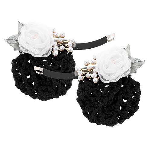 NIYANGLE 2stücke Haarnetze Für Damen Brötchen Abdeckung Floral Haar Clip Dutt-netz Haarschleifen Zubehör Hochsteckfrisur Accessoires Blumen-haar-decor von NIYANGLE