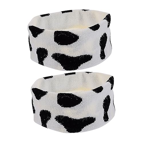 NIYANGLE 2stücke Pack Yoga Stirnbänder Kuhmuster Kopf Wickel Schweißsaugfähige Stirnbänder Sport Kopfbedeckung Fitness Headwear von NIYANGLE