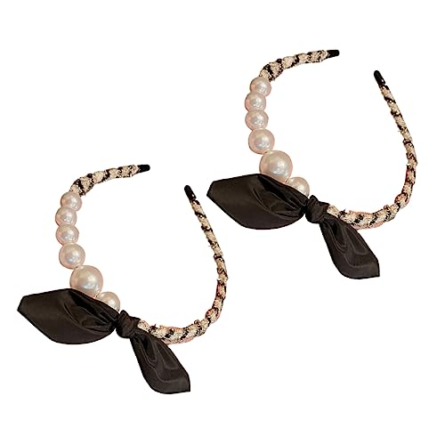 NIYANGLE 2stücke Damen Haarband Mit Perlenschmuck Und Süßen Hasenohr-design Modische Haarschmuck-accessoires Für Elegante Looks Und Besondere Anlässe von NIYANGLE