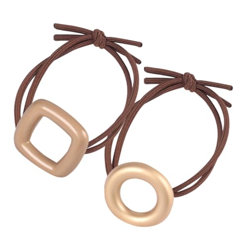 NIYANGLE 2stücke Elastisches Haarband Mit Schleife Junge Mädchen Haarseil Aus Legierung Haargummi Für Mädchen Haarringe Als Pferdeschwanzhalter Kaffee Quadratisch Rund von NIYANGLE