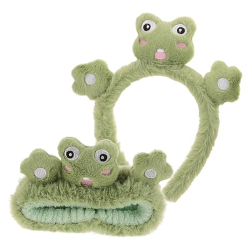 NIYANGLE 2stücke Frosch Stirnband Für Damen Lustiges Cartoon Haarband Für Make-up Gesichtswäsche Und Partys Elastisches Design Perfektes Accessoire Für Festivals Und Kostüme von NIYANGLE